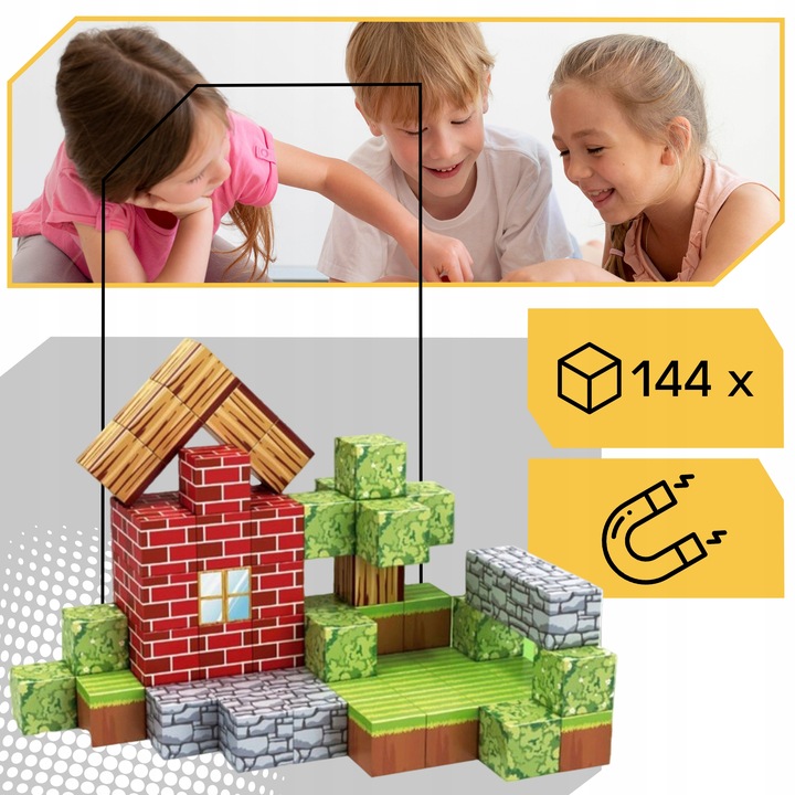 KLOCKI MAGNETYCZNE konstrukcyjne zestaw dla dzieci kreatywne 144 elementy EAN (GTIN) 5906700049200